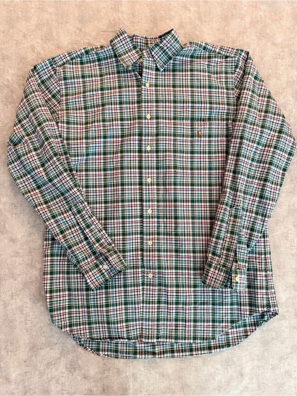 Ralph Lauren Green and Blue Plaid Button-Down Shirt